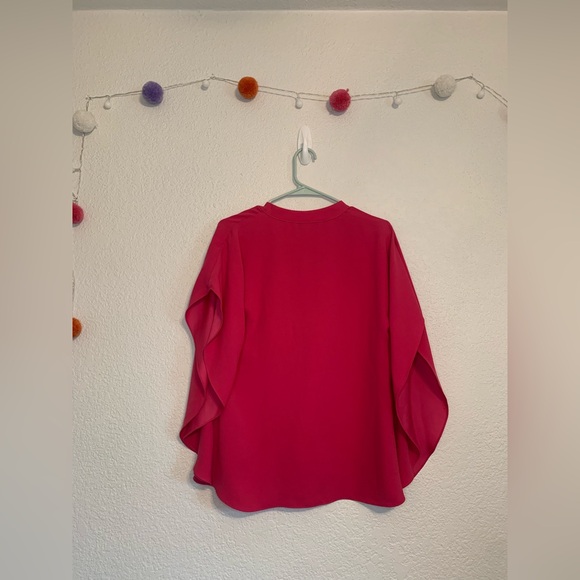 Trina Turk Womens Sz M Hot Pink Ponte Ruffle Spilt Sleeve - Picture 8 of 9